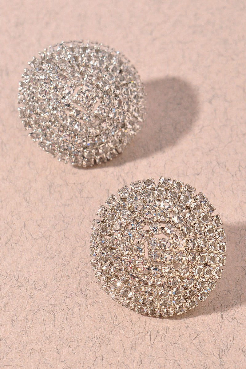 Round Rhinestone Stud Earrings