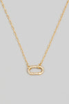 Pave Oval Pendant Chain Necklace