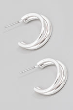 Layered Double Metallic Hoop Earrings