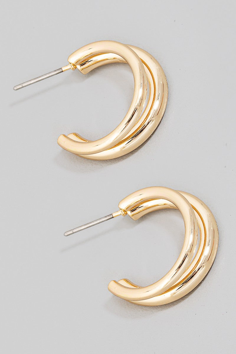 Layered Double Metallic Hoop Earrings