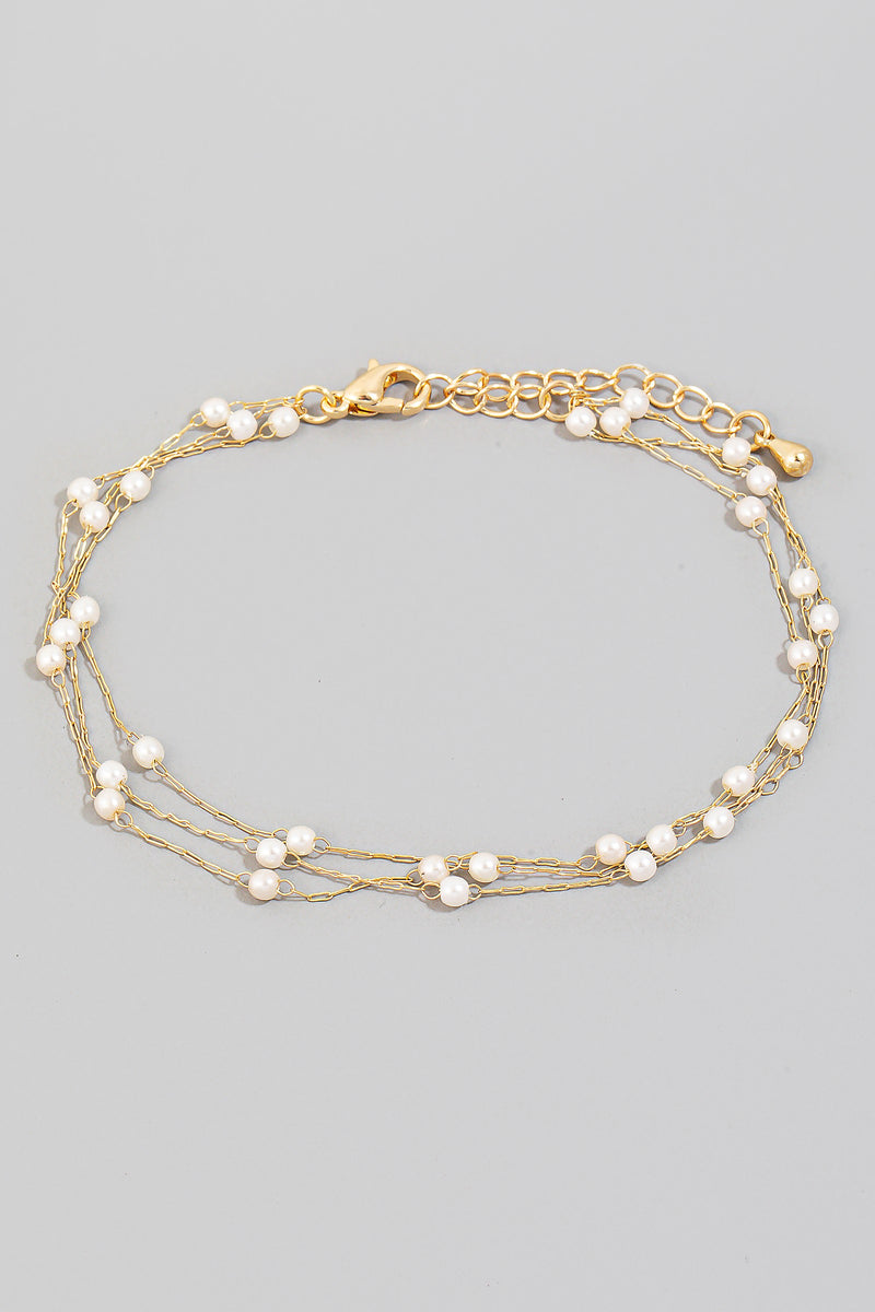Pearl Bead Charms Dainty Chains Bracelet