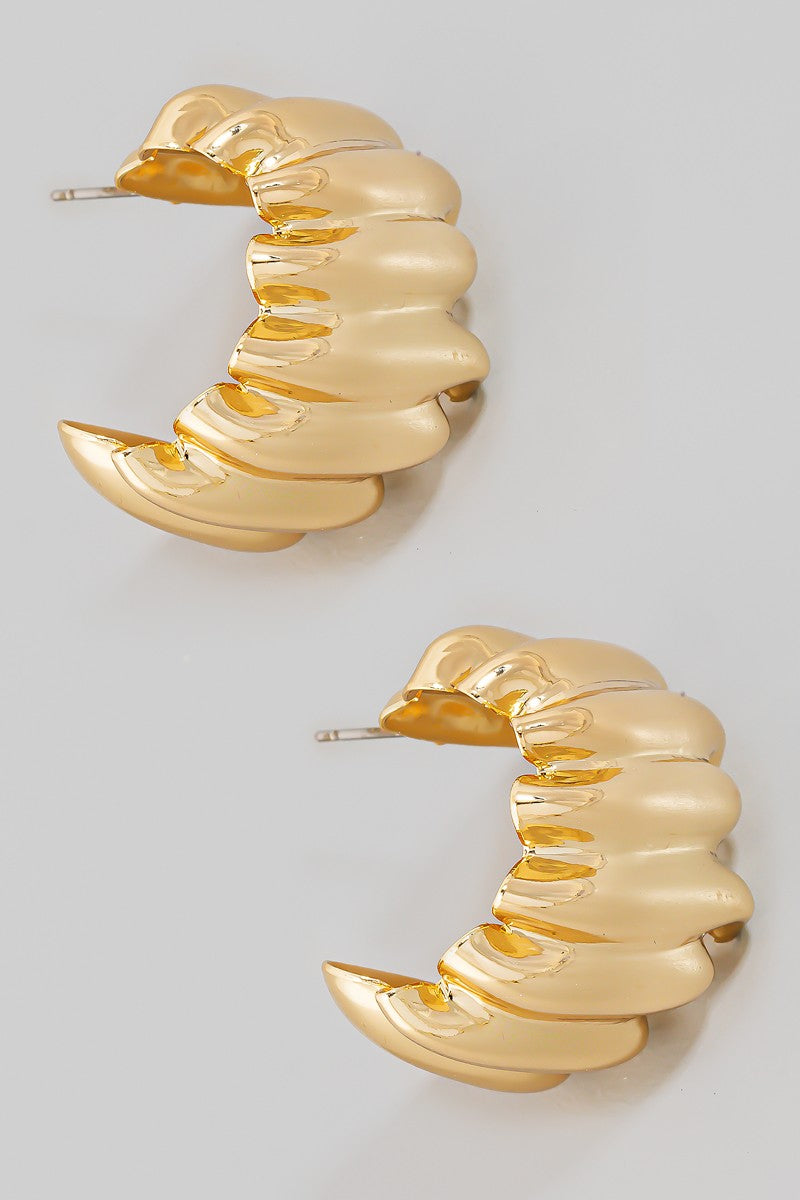 Metallic Wide Croissant Hoop Earrings