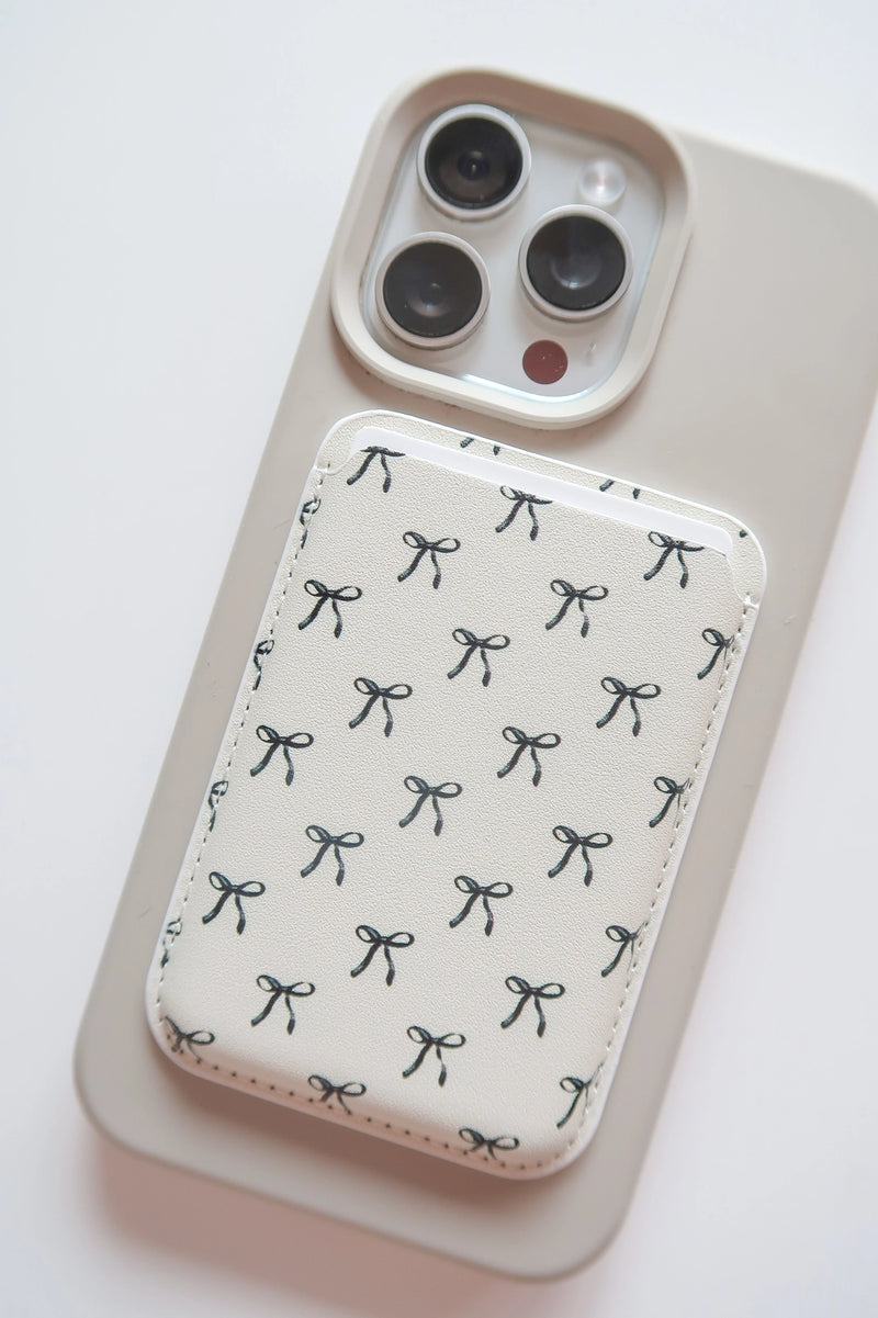 Magnet Phone Wallet - Black Bows