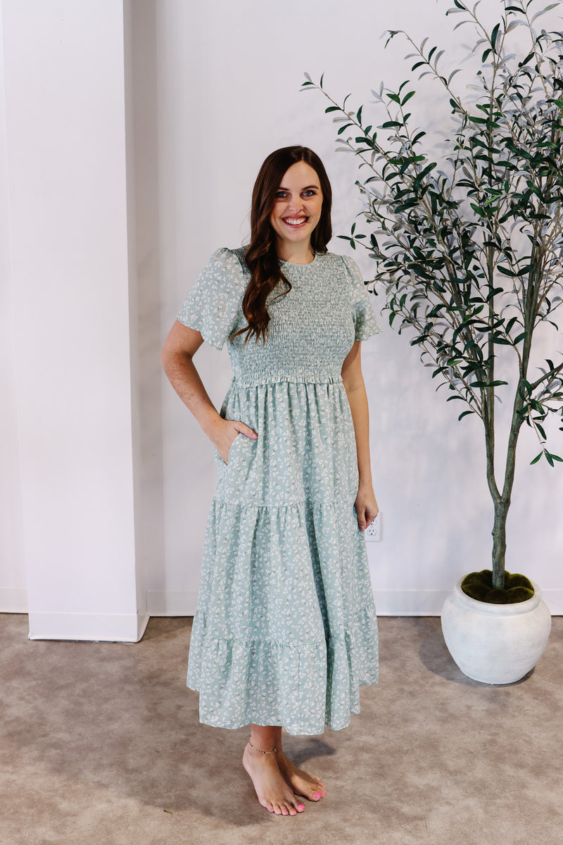 Camellia Floral Tiered Midi Dress