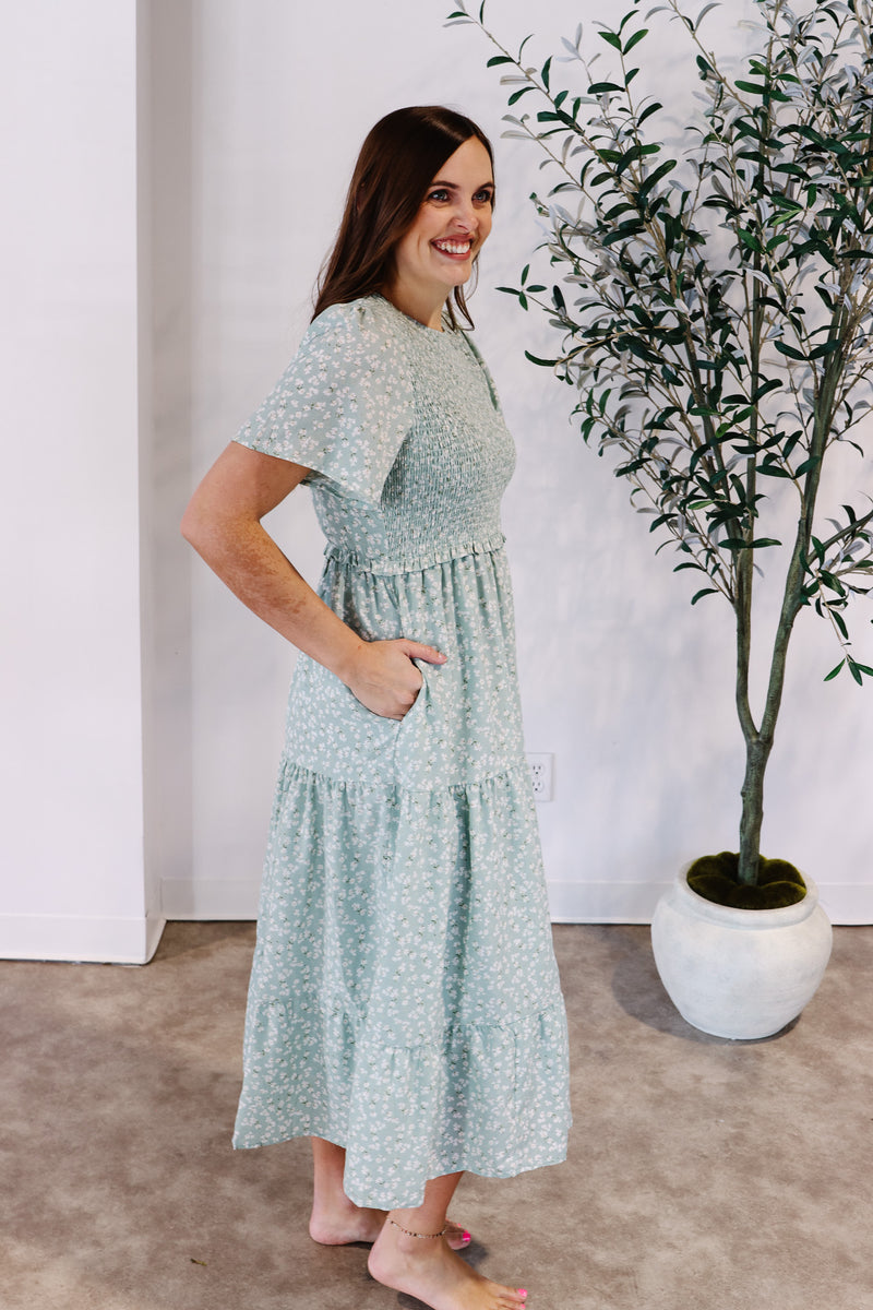 Camellia Floral Tiered Midi Dress