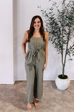 Olive Belted Capri Jumpsuit