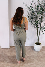 Olive Belted Capri Jumpsuit