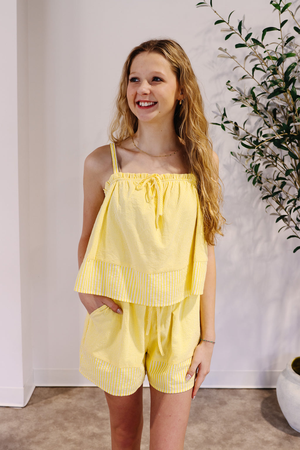Banana Stripe Cami & Shorts Set