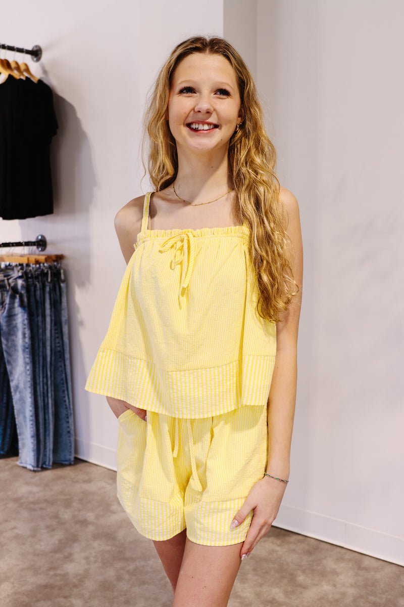 Banana Stripe Cami & Shorts Set