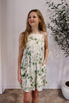 Sage Satin Floral Dress