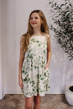 Sage Satin Floral Dress