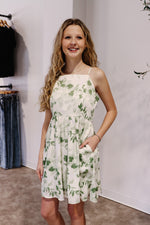 Sage Satin Floral Dress