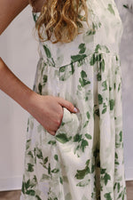 Sage Satin Floral Dress