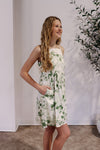 Sage Satin Floral Dress