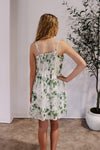 Sage Satin Floral Dress