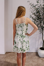 Sage Satin Floral Dress