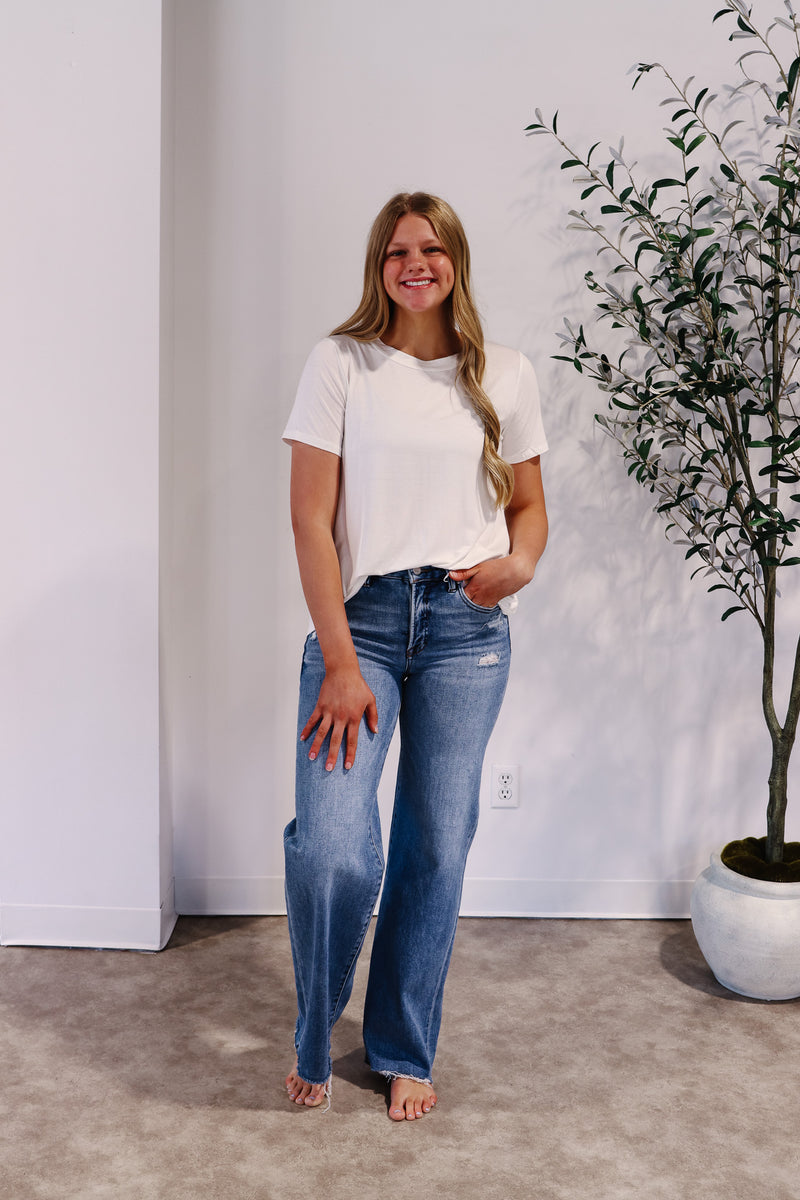 Risen Tara Mid Rise Wide Jeans