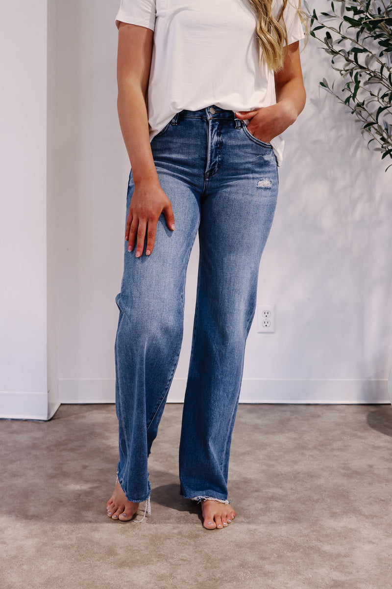 Risen Tara Mid Rise Wide Jeans