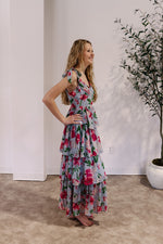 Faye Flower Tier Ruffle Maxi Dress
