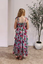 Faye Flower Tier Ruffle Maxi Dress
