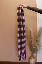Chunky Checkered Scarf Brown/Lavender