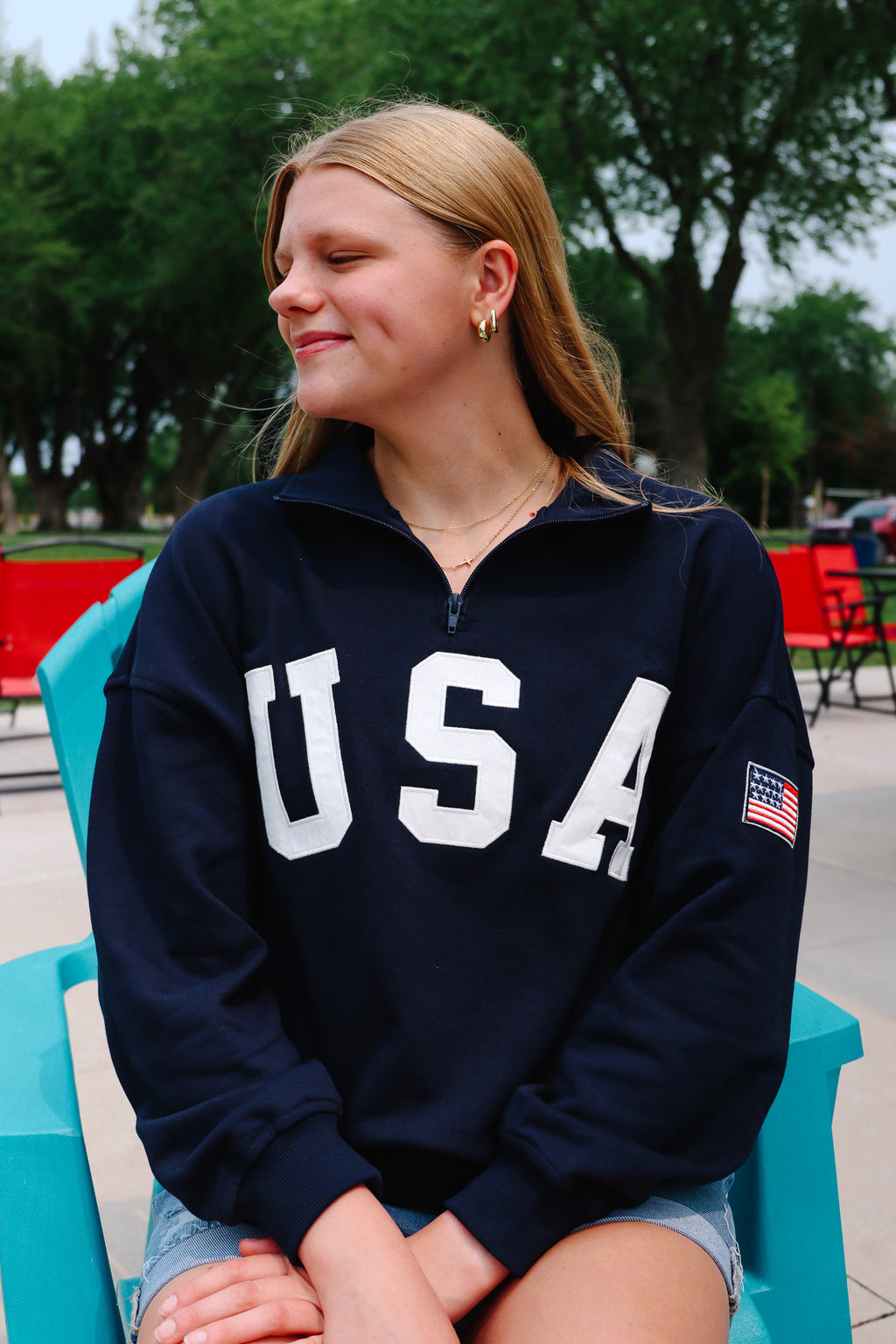 'USA' Half Zip Sweatshirt