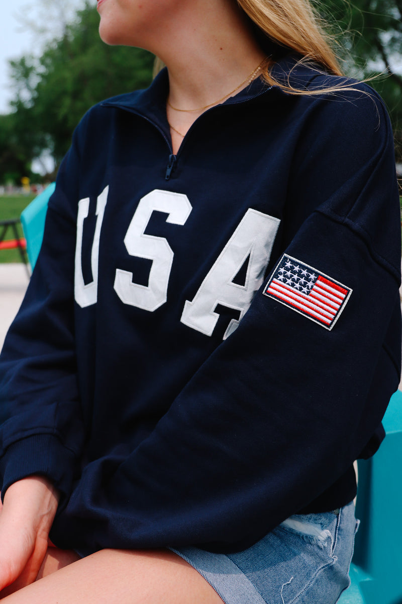 'USA' Half Zip Sweatshirt