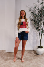 American Flag Knit Sweater Pullover