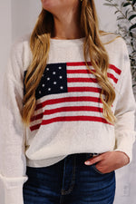American Flag Knit Sweater Pullover