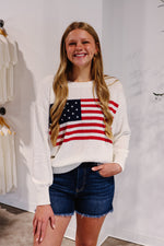 American Flag Knit Sweater Pullover
