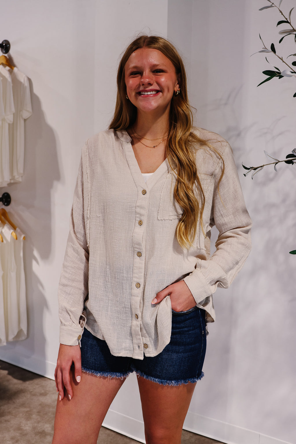 Terry Gauze Button Down