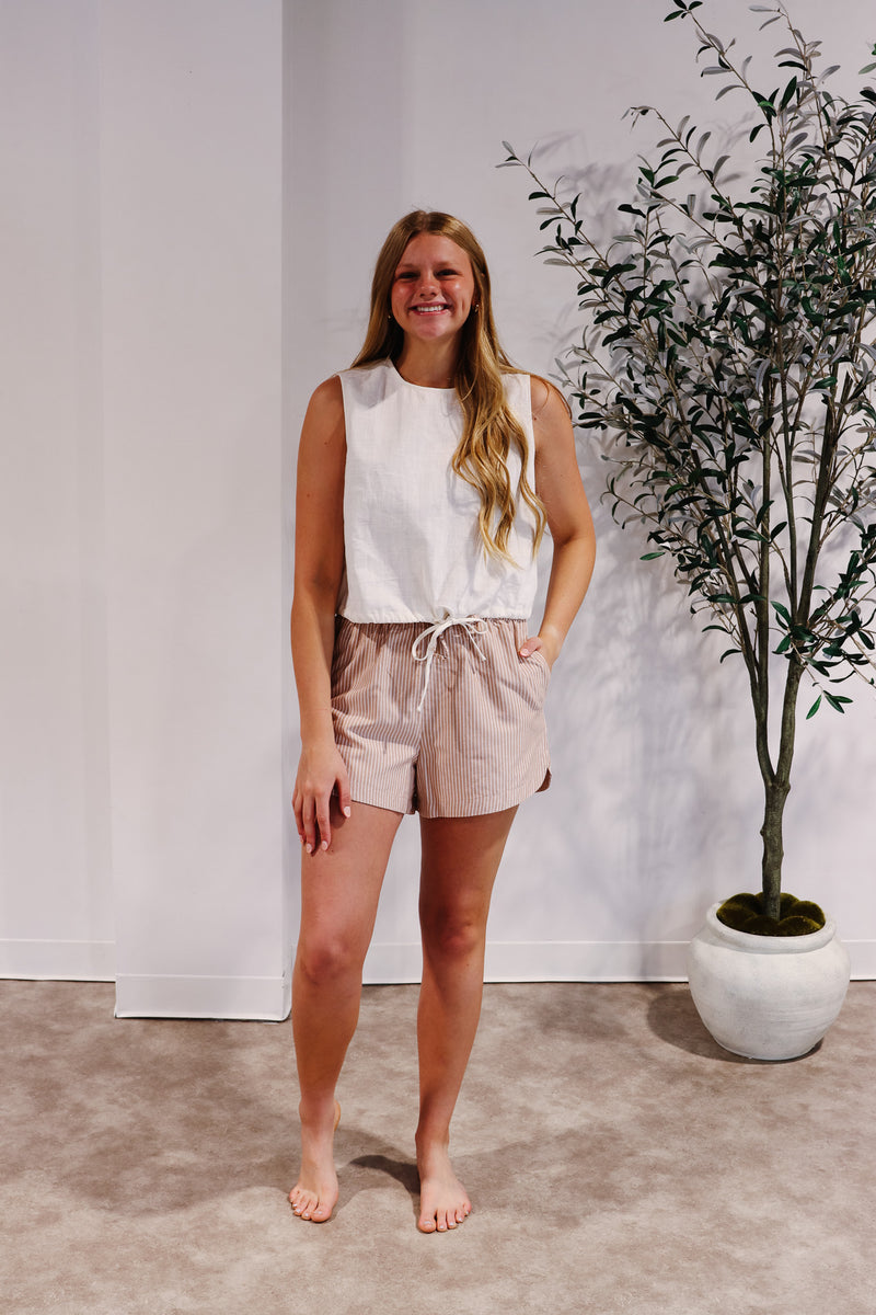 Beth Linen Bubble Hem Tank