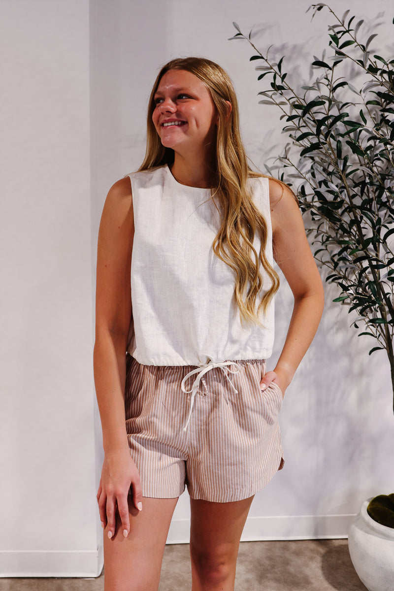 Beth Linen Bubble Hem Tank
