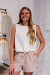Beth Linen Bubble Hem Tank