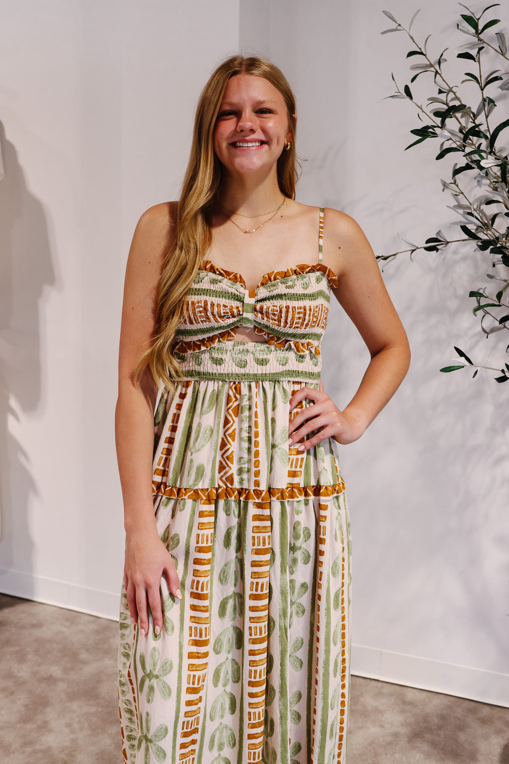 Bahamas Cutout Smocked Maxi Dress