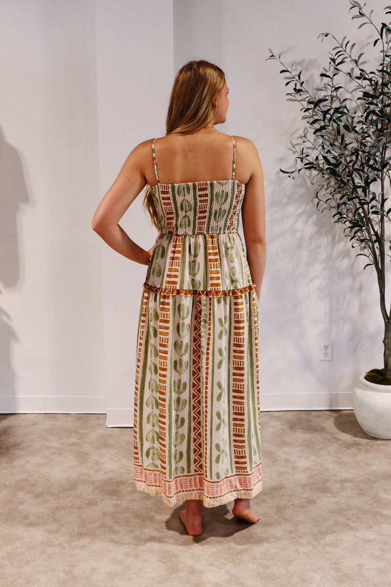 Bahamas Cutout Smocked Maxi Dress