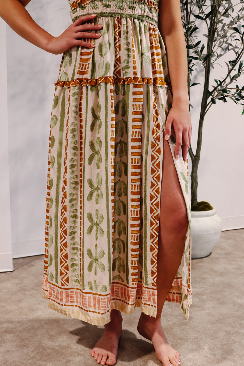 Bahamas Cutout Smocked Maxi Dress
