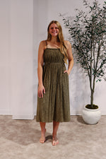 Geo Print Braided Midi Dress