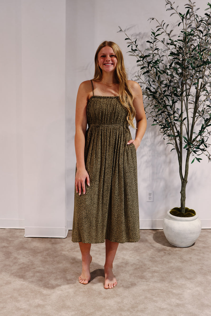Geo Print Braided Midi Dress
