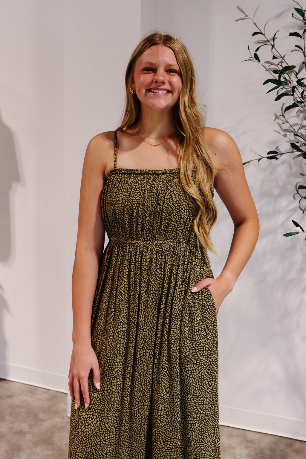 Geo Print Braided Midi Dress