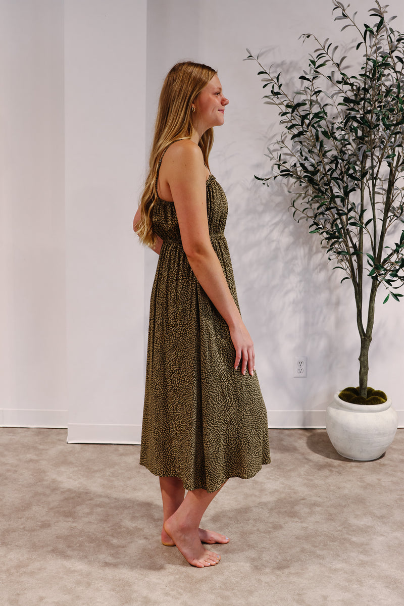 Geo Print Braided Midi Dress