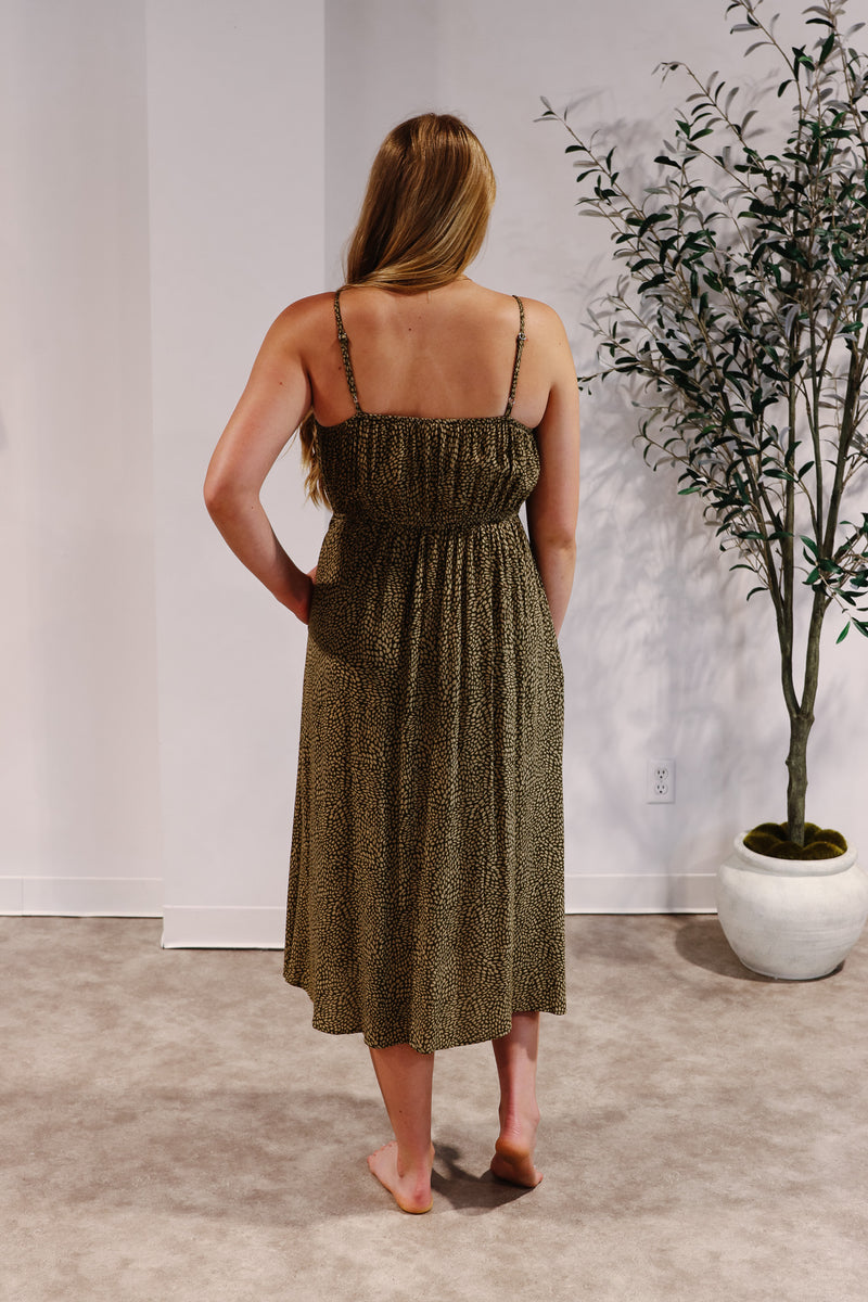 Geo Print Braided Midi Dress