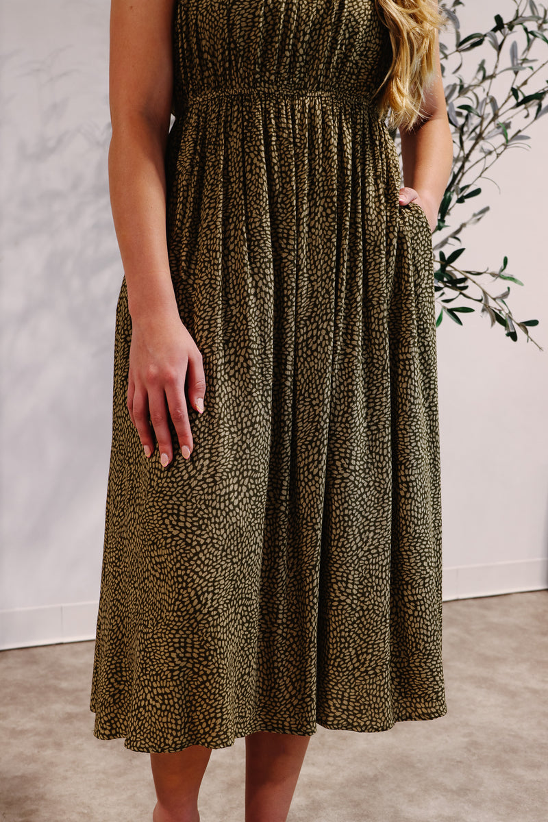 Geo Print Braided Midi Dress