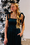 Mistletoe Velvet Smocked Midi Dress