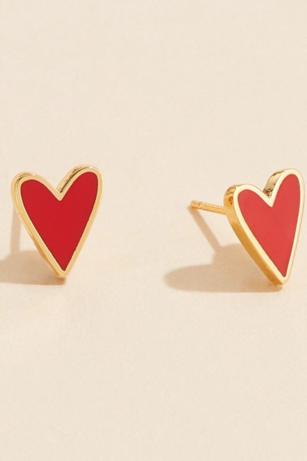 Enamel Heart Gold Stud Earring