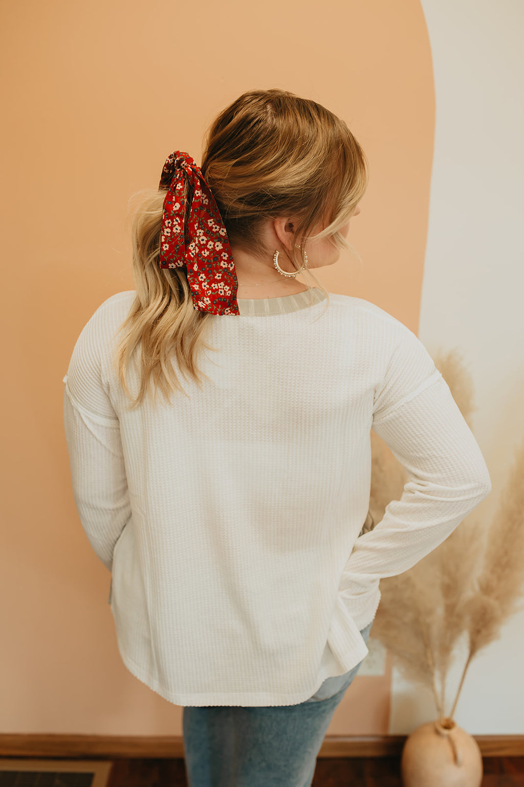 Red Floral Hair-Tie