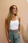 Elevate Ribbed Cami Cropped Tank in White